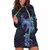 Purple Paradise Hawaii Hoodie Dress Hammerhead Shark Tattoo Curve Polynesian LT14 Purple - Polynesian Pride