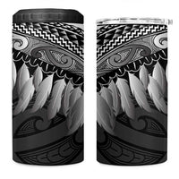 Poutama Korowai New Zealand 4 in 1 Can Cooler Tumbler Aotearoa Maori Tattoo LT14 One Size: 16 oz Black - Polynesian Pride