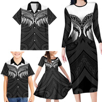 Poutama Korowai New Zealand Family Matching Long Sleeve Bodycon Dress and Hawaiian Shirt Aotearoa Maori Tattoo LT14 - Polynesian Pride