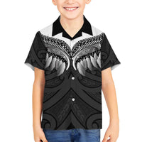 Poutama Korowai New Zealand Family Matching Tank Maxi Dress and Hawaiian Shirt Aotearoa Maori Tattoo LT14 Son's Shirt Black - Polynesian Pride