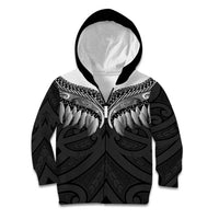 Poutama Korowai New Zealand Kid Hoodie Aotearoa Maori Tattoo LT14 Zip Hoodie Black - Polynesian Pride