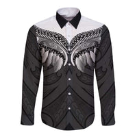 Poutama Korowai New Zealand Long Sleeve Button Shirt Aotearoa Maori Tattoo LT14 Unisex Black - Polynesian Pride