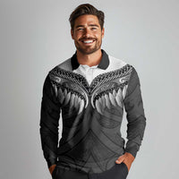 Poutama Korowai New Zealand Long Sleeve Polo Shirt Aotearoa Maori Tattoo LT14 - Polynesian Pride