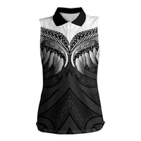 Poutama Korowai New Zealand Women Sleeveless Polo Shirt Aotearoa Maori Tattoo LT14 Female Black - Polynesian Pride