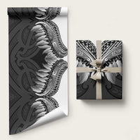Poutama Korowai New Zealand Wrapping Paper Aotearoa Maori Tattoo LT14 58" × 23" Black - Polynesian Pride