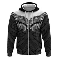 Poutama Korowai New Zealand Zip Hoodie Aotearoa Maori Tattoo LT14 Zip Hoodie Black - Polynesian Pride