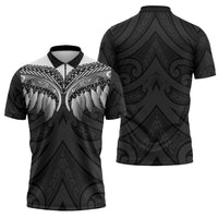 Poutama Korowai New Zealand Zipper Polo Shirt Aotearoa Maori Tattoo LT14 - Polynesian Pride
