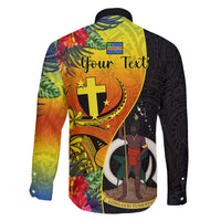 Personalised Vanuatu Tafea Day Family Matching Summer Maxi Dress and Hawaiian Shirt Coat Of Arms Mix Tropical Flowers LT14 - Polynesian Pride