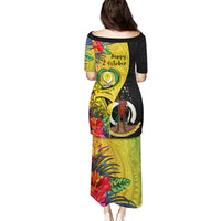 Vanuatu Torba Day Family Matching Puletasi Dress and Hawaiian Shirt Coat Of Arms Mix Tropical Flowers LT14 - Polynesian Pride