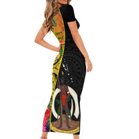 Vanuatu Torba Day Family Matching Short Sleeve Bodycon Dress and Hawaiian Shirt Coat Of Arms Mix Tropical Flowers LT14 - Polynesian Pride