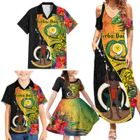 Vanuatu Torba Day Family Matching Summer Maxi Dress and Hawaiian Shirt Coat Of Arms Mix Tropical Flowers LT14 - Polynesian Pride