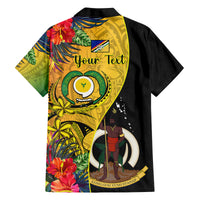Personalised Vanuatu Torba Day Family Matching Off Shoulder Short Dress and Hawaiian Shirt Coat Of Arms Mix Tropical Flowers LT14 - Polynesian Pride