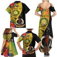 Personalised Vanuatu Torba Day Family Matching Summer Maxi Dress and Hawaiian Shirt Coat Of Arms Mix Tropical Flowers LT14 - Polynesian Pride