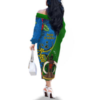 Vanuatu Malampa Day Family Matching Off Shoulder Long Sleeve Dress and Hawaiian Shirt Coat Of Arms Mix Tropical Flowers LT14 - Polynesian Pride