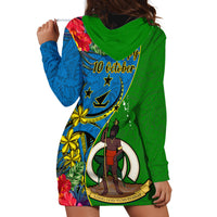 Vanuatu Malampa Day Hoodie Dress Coat Of Arms Mix Tropical Flowers LT14 - Polynesian Pride