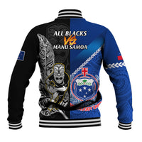 New Zealand And Samoa Rugby Baseball Jacket All Black Tiki Fern Mix Manu Samoa 2023 World Cup LT14 - Polynesian Pride
