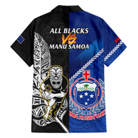 New Zealand And Samoa Rugby Family Matching Summer Maxi Dress and Hawaiian Shirt All Black Tiki Fern Mix Manu Samoa 2023 World Cup LT14 - Polynesian Pride