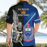New Zealand And Samoa Rugby Hawaiian Shirt All Black Tiki Fern Mix Manu Samoa 2023 World Cup LT14 - Polynesian Pride