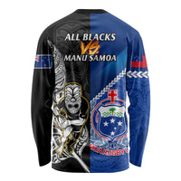 New Zealand And Samoa Rugby Long Sleeve Shirt All Black Tiki Fern Mix Manu Samoa 2023 World Cup LT14 - Polynesian Pride
