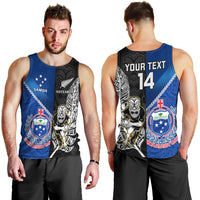 Custom New Zealand And Samoa Rugby Men Tank Top All Black Tiki Fern Mix Manu Samoa 2023 World Cup LT14 - Polynesian Pride