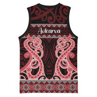 Kia Ora New Zealand Basketball Jersey Maori Language Week Whero Taniko Motif LT14 - Polynesian Pride