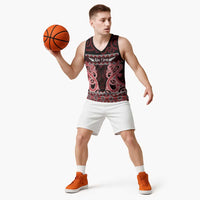 Kia Ora New Zealand Basketball Jersey Maori Language Week Whero Taniko Motif LT14 - Polynesian Pride