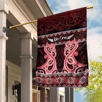 Kia Ora New Zealand Garden Flag Maori Language Week Whero Taniko Motif LT14 House Flag Red - Polynesian Pride