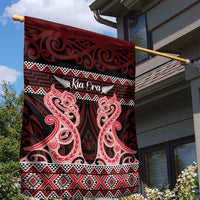 Kia Ora New Zealand Garden Flag Maori Language Week Whero Taniko Motif LT14 - Polynesian Pride
