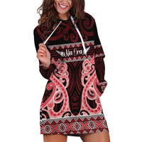Kia Ora New Zealand Hoodie Dress Maori Language Week Whero Taniko Motif LT14 Red - Polynesian Pride