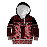 Kia Ora New Zealand Kid Hoodie Maori Language Week Whero Taniko Motif LT14 Hoodie Red - Polynesian Pride