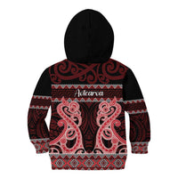 Kia Ora New Zealand Kid Hoodie Maori Language Week Whero Taniko Motif LT14 - Polynesian Pride