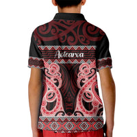 Kia Ora New Zealand Kid Polo Shirt Maori Language Week Whero Taniko Motif LT14 - Polynesian Pride