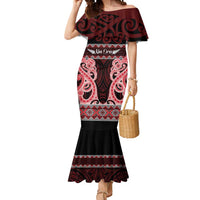 Kia Ora New Zealand Mermaid Dress Maori Language Week Whero Taniko Motif LT14 Women Red - Polynesian Pride