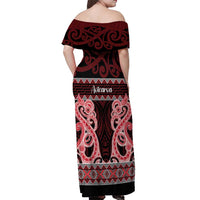 Kia Ora New Zealand Off Shoulder Maxi Dress Maori Language Week Whero Taniko Motif LT14 - Polynesian Pride