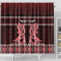 Kia Ora New Zealand Shower Curtain Maori Language Week Whero Taniko Motif LT14 - Polynesian Pride