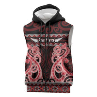 Kia Ora New Zealand Sleeveless Zip Hoodie Maori Language Week Whero Taniko Motif LT14 Red - Polynesian Pride