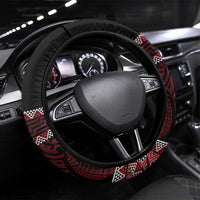 Kia Ora New Zealand Steering Wheel Cover Maori Language Week Whero Taniko Motif LT14 Universal Fit Red - Polynesian Pride