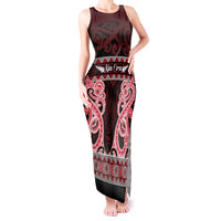 Kia Ora New Zealand Tank Maxi Dress Maori Language Week Whero Taniko Motif LT14 Women Red - Polynesian Pride