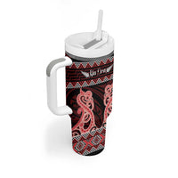 Kia Ora New Zealand Tumbler With Handle Maori Language Week Whero Taniko Motif LT14 - Polynesian Pride