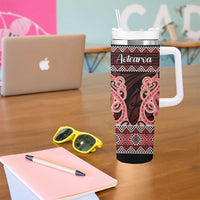 Kia Ora New Zealand Tumbler With Handle Maori Language Week Whero Taniko Motif LT14 - Polynesian Pride