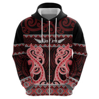 Kia Ora New Zealand Zip Hoodie Maori Language Week Whero Taniko Motif LT14 - Polynesian Pride