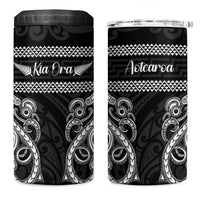 Kia Ora New Zealand 4 in 1 Can Cooler Tumbler Maori Language Week Pango Taniko Motif LT14 One Size: 16 oz Black - Polynesian Pride