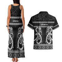 Kia Ora New Zealand Couples Matching Tank Maxi Dress and Hawaiian Shirt Maori Language Week Pango Taniko Motif LT14 - Polynesian Pride