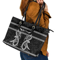 Kia Ora New Zealand Leather Tote Bag Maori Language Week Pango Taniko Motif - Polynesian Pride