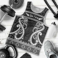 Kia Ora New Zealand Men Tank Top Maori Language Week Pango Taniko Motif - Polynesian Pride