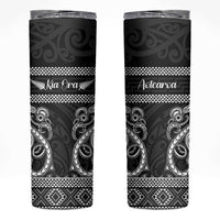 Kia Ora New Zealand Skinny Tumbler Maori Language Week Pango Taniko Motif LT14 Black - Polynesian Pride