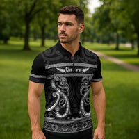 Kia Ora New Zealand Zipper Polo Shirt Maori Language Week Pango Taniko Motif LT14 - Polynesian Pride