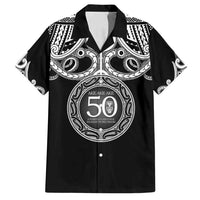 Kia Kaha Te Reo Maori New Zealand Family Matching Long Sleeve Bodycon Dress and Hawaiian Shirt 50th Anniversary Ake Ake Ake LT14 Dad's Shirt - Short Sleeve Black - Polynesian Pride
