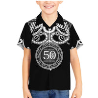 Kia Kaha Te Reo Maori New Zealand Family Matching Mermaid Dress and Hawaiian Shirt 50th Anniversary Ake Ake Ake LT14 Son's Shirt Black - Polynesian Pride