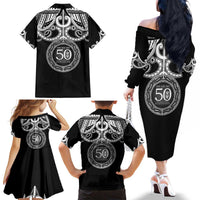 Kia Kaha Te Reo Maori New Zealand Family Matching Off The Shoulder Long Sleeve Dress and Hawaiian Shirt 50th Anniversary Ake Ake Ake LT14 - Polynesian Pride